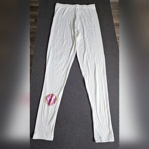 White Leggings with Pink and Yellow Logo